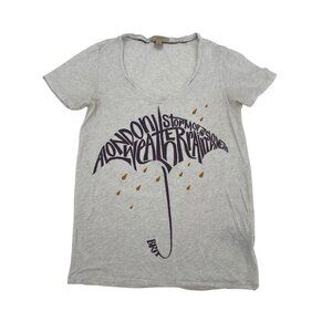 Burberry Brit Women Beetroot London Weather Umbrella Graphic Shirt Size XS Gray